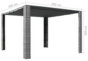 VidaXL szürke és antracit polyrattan pavilon tetővel 300x300x200 cm