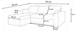 CARO sarok ülőgarnitúra, 274x140 cm, mikrofaze, barna/bézs