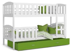 KUBUS 2 COLOR gyerek ágy + ajándék matrac + ágyrács, fehér/zöld, 184x80 cm