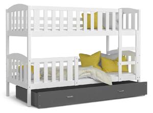 KUBA 2 COLOR gyerekágy + AJÁNDÉK matrac + ágyrács, fehér/szürke, 184x80 cm