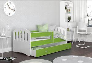 ŠTÍSTKO P1 COLOR gyerekágy + AJÁNDÉK matrac + ágyrács, 140x80 cm, fehér/fehér