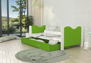 MICKEY P1 COLOR gyerekágy + AJÁNDÉK matrac + ágyrács, 160x80 cm, szürke/zöld