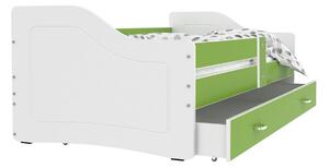 SWAN P1 COLOR gyerekágy + AJÁNDÉK matrac + ágyrács, 180x80 cm, zöld/fehér