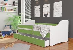 SWAN P1 COLOR gyerekágy + AJÁNDÉK matrac + ágyrács, 180x80 cm, zöld/fehér