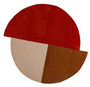 Téglavörös kézi szövésű gyapjú kerek szőnyeg ø 150 cm Mia Segment – Flair Rugs
