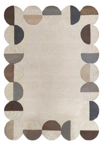 Szürkésbézs kézi szövésű gyapjú szőnyeg 160x230 cm Mia Scallop Frame – Flair Rugs