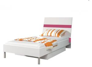 DARCY P1 gyerek ágy, 90x200 cm, fehér/magasfényű rózsaszín
