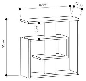 Lerakóasztal polcos 55cm, tölgy színű, fehér - MELI MELO