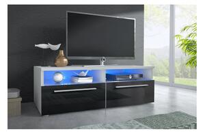 LORA RTV 6 TV asztal, fehér/magasfényű fekete