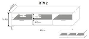 LORA RTV 2 TV asztal, fehér/magasfényű fehér