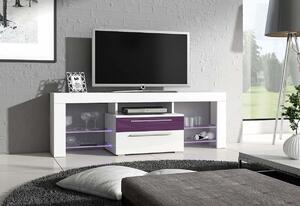 HAVANA TV asztal, fehér/magasfényő lila