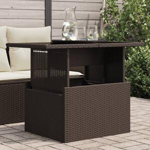 VidaXL barna polyrattan üveglapos kerti asztal 100 x 55 x 73 cm