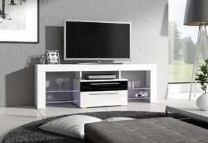 STANLEY TV asztal, fehér/magasfényő lila