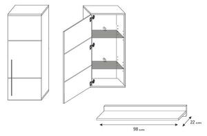 BARI nappali fal, fenti szekrények: fehér, lenti szekrények: fehér