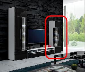 ROMA alacsony vitrines szekrény, fehér/magasfényű fekete
