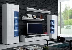 LUGANO TV asztal, fehér/magasfényű szürke
