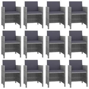 VidaXL 13 részes antracitszürke polyrattan étkezőgarnitúra párnákkal