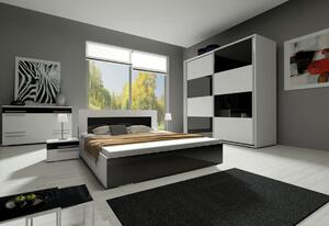 KAYLA II ágy 140x200 cm, fehér/magasfényű fekete