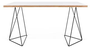 Flow fehér íróasztal fekete lábakkal, 140 x 75 cm - TemaHome