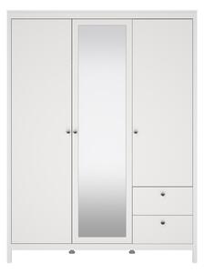 Fehér ruhásszekrény tükörrel 150x199x58 cm Madrid – Tvilum