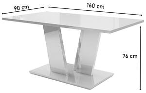 VOICE étkezőasztal, 160x76x90 cm, magasfényű fekete