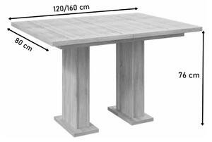 GLOSS bővíthető étkezőasztal, 120-160x76x80 cm, sonoma