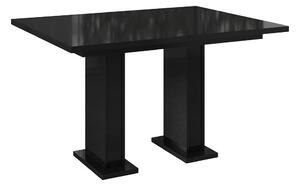 BUTTER bővíthető étkezőasztal, 120-160x76x80 cm, magasfényű fekete
