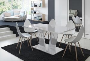 VOICE étkezőasztal, 160x76x90 cm, magasfényű fehér