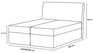 TOM francia ágy matraccal, 180x200, dolaro 33 barna/siena 561