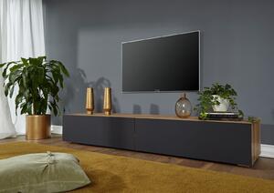 Massziv24 - FRANKFURT TV asztal 195x52 cm, tölgyfa, szürke