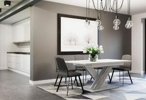 RONY szétnyitható asztal székek nélkül, 140-180x75x80, fehér /beton