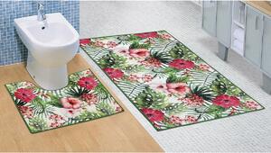 Bellatex Hibiszkusz 3D fürdőszobai szőnyeg szett, 60 x 100 cm, 60 x 50 cm