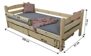 Wilsondo OLGA 5 ágy ágyneműtartóval 90x200 - natúr borovi