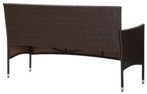 VidaXL 3 személyes barna polyrattan kerti kanapé párnákkal