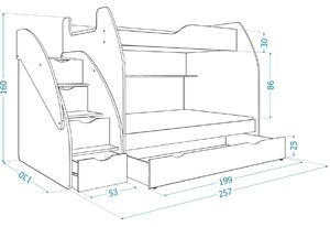 Wilsondo Multifunkciós emeletes ágy Max 3 - több színben Szín: Kék