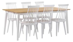 Mimi natúr tölgyfa étkezőasztal fehér lábakkal, 180 x 90 cm - Rowico