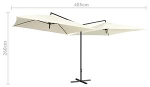 VidaXL homokfehér dupla napernyő acélrúddal 250 x 250 cm