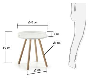 Bruk fehér tárolóasztal fa lábakkal - Kave Home