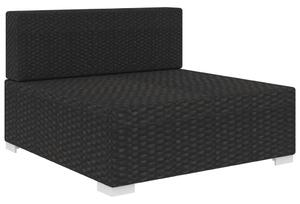 VidaXL 1 db fekete polyrattan moduláris középső kanapé párnákkal