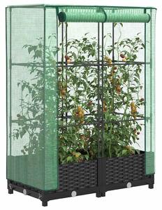Rattan megjelenésű magaságyás melegháztakaróval 80x40x123 cm