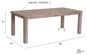 Akácfa étkezőasztal 90x180 cm Alaska – Furnhouse