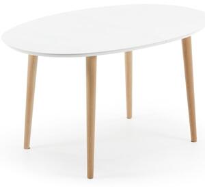Fehér bővíthető étkezőasztal fehér asztallappal 90x140 cm Oqui – Kave Home