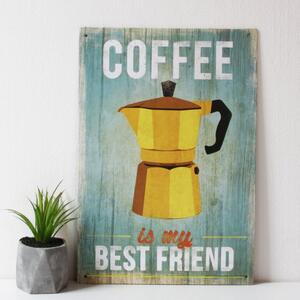 Táblakép, kávé, 27x39 cm, kék-sárga - COFFEE