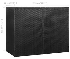 VidaXL fekete polyrattan kukatároló 2 db kerekes kukához 153x78x120 cm