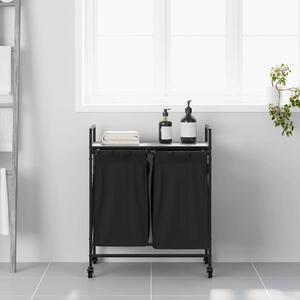 VidaXL szürke sonoma mosodai kosár 2 rekeszes kerekekkel