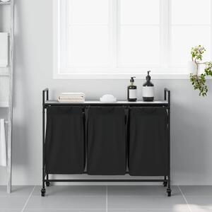 VidaXL szürke sonoma mosodai kosár 3 rekeszes kerekekkel