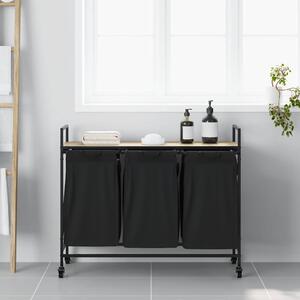 VidaXL sonoma tölgy mosodai kosár 3 rekeszes kerekekkel