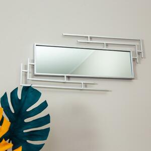 Fém keretes tükör, 80x35 cm, ezüst - ART DECO