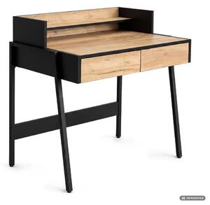 AKORD Furniture Factory FLUX Ipari Számítógépasztal Forgácslap + MDF Tölgy Craft/Fekete 2 Fiókkal és 1 Polccal