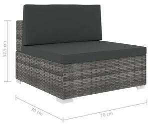 VidaXL 1 db szürke polyrattan moduláris középső kanapé párnákkal